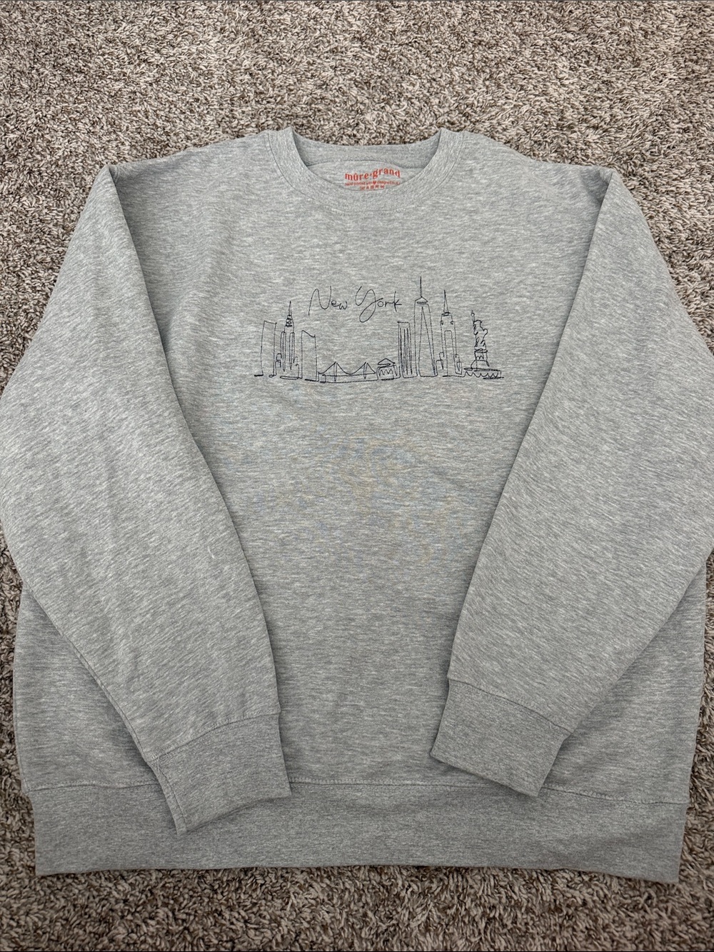 ASOS Grey Crewneck Sweatshirt with New York Skyline Stitching